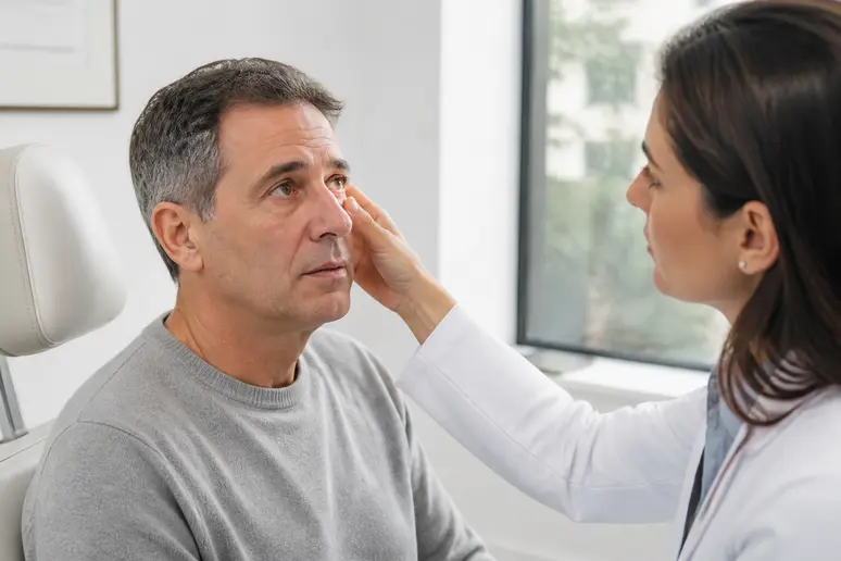 Consultation médicale post-opératoire, suivi après 10 jours blépharoplastie oedème persistant.
